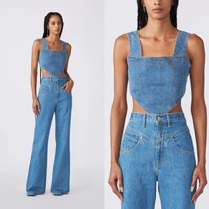 NWT SLVRLAKE x ELLETY Bandera Denim corset top